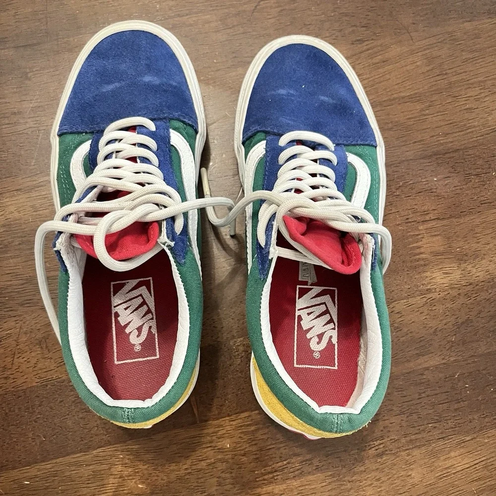VANS‎ Old Skool Yacht Club Green/Blue/Yellow Suede Women Sz 6 Men Sz 4.5